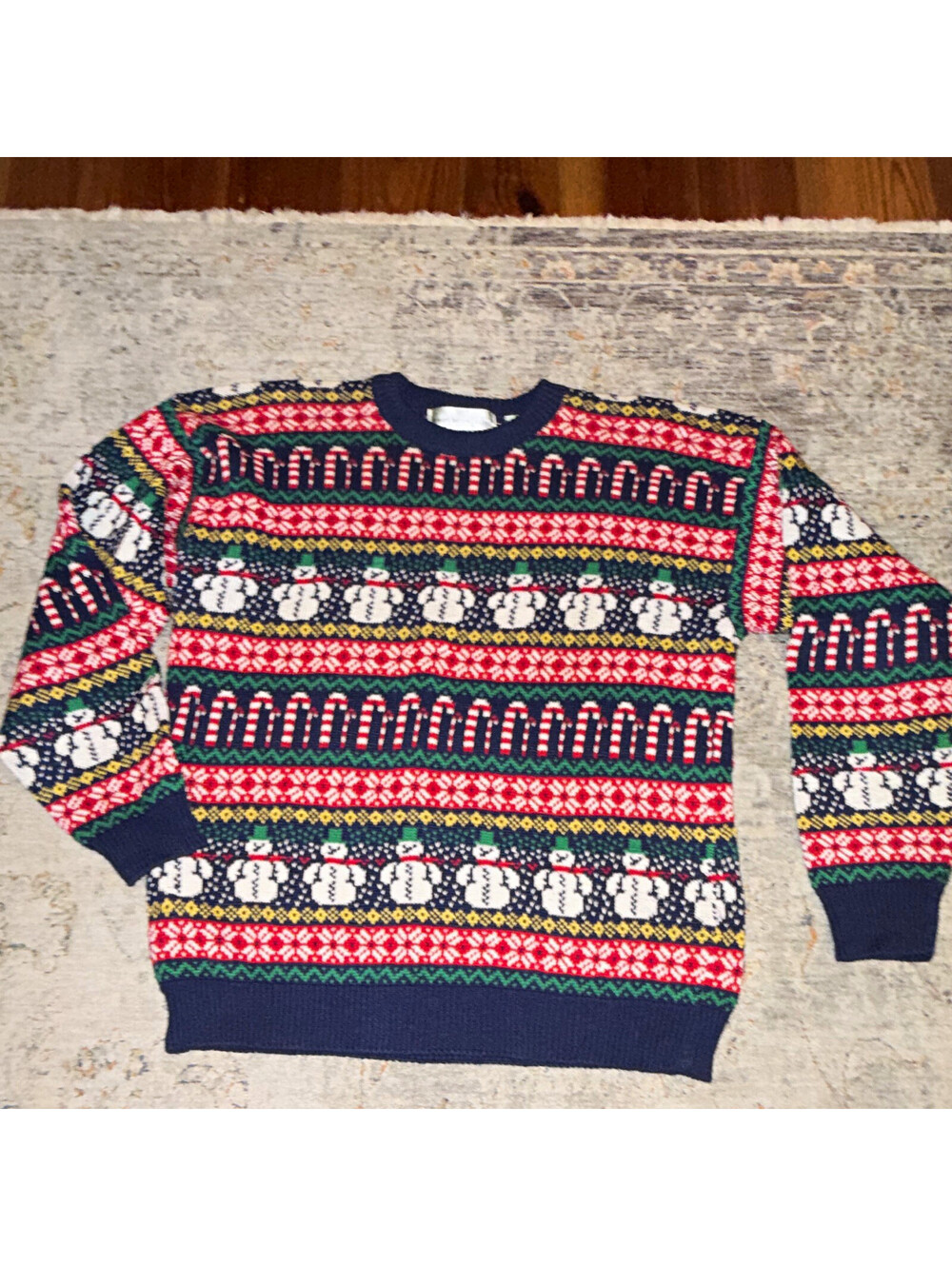 Northern Isles Men's Christmas Fair Isle Snowman Knit Crew Sweater XL Navy A337